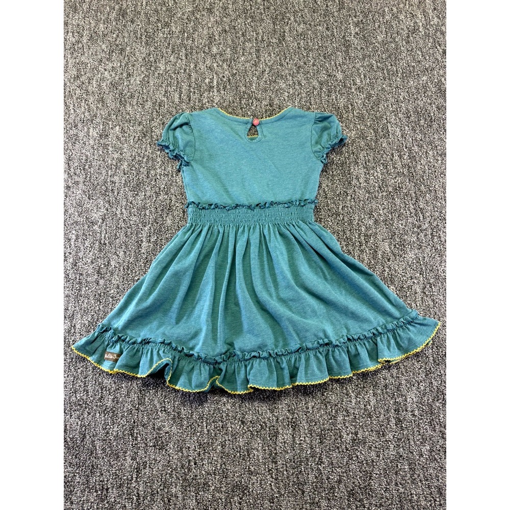 Matilda Jane Dress Girls 4 Teal Green Cotton Smocked Waist Ruffle Keyhole Back - Picture 11 of 16